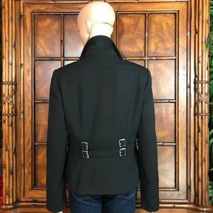 NWOT Nine West Rich Riviera Dbl Back Buckle Belt Pleat Lapel Shimmer Cord Jacket